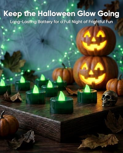 Homemory 12-Pack Green Flameless Battery Tealight Candles, 200+ Hours - Image 6