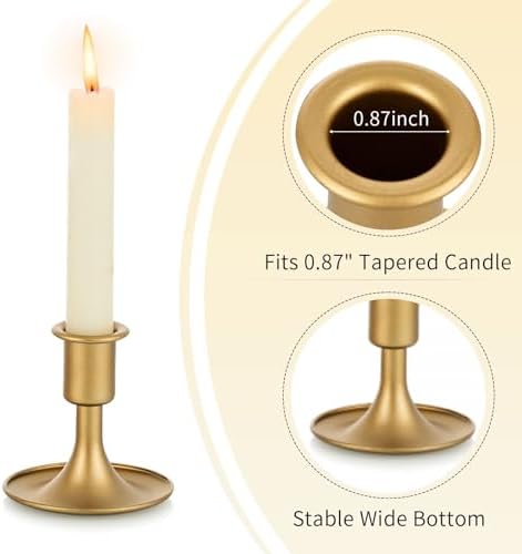 Candlestick Holders Taper Candle Holders, Romadedi Gold Candle Stick Candle Holder for Table Centerpiece, Wedding Reception, Festive Christmas Mantel Decoration or Home Decor, Set of 12 - Image 7