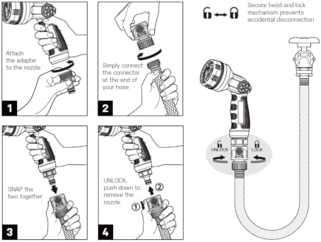 Eden Metal 7-Pattern Hose Nozzle: Thumb Control, Heavy-Duty Zinc Alloy - Image 6