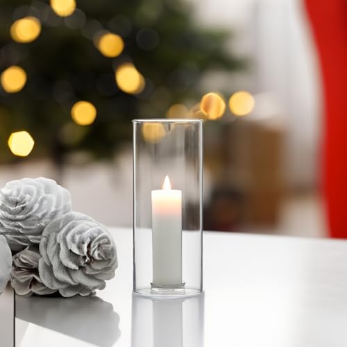 WGVI Hurricane Candle Holder Sleeve, Wide 3", Height 6", Clear Glass Cylinder Candleholder, Chimney Tube, Open Ended Candle Shade, 2 Piece - Image 7