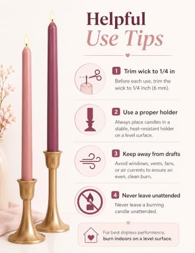 Gradient Dusty Rose Taper Candles for Dinners Parties Home Décor - Image 7