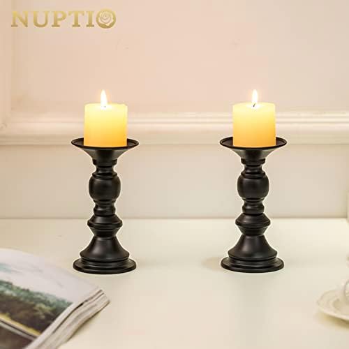 NUPTIO 2 Pcs Candle Holders for Pillar Candles, Black Candle Holder for 50mm Candles Christmas Halloween Mantlepiece Decorations, Ideal for Weddings Special Events Party Living Room - Image 7
