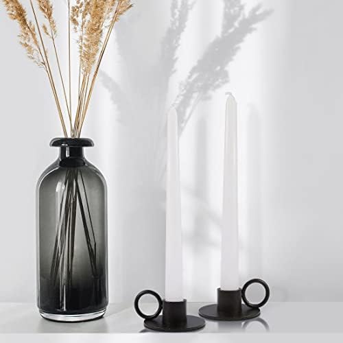 6PCS Black Iron Taper Candle Holders with Round Handle, Table Centerpiece - Image 7