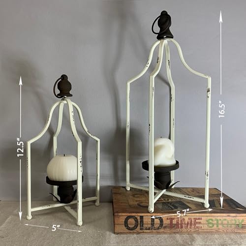 12.5" & 16.5" Timeless Cozy Decorative Lanterns Set of 2, Handcrafted Metal Iron Candle Holders, Farmhouse Elegance Fireplace Mantel Table Festive Gatherings Decor - Image 6