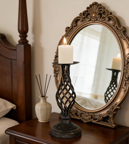 Vintage Metal Pillar Candle Holder for Table Decor - Image 6