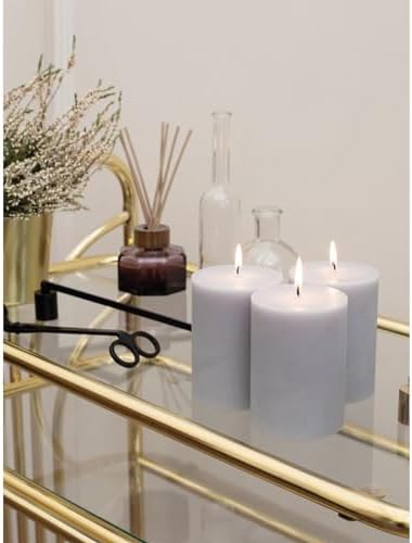 CANDWAX 3x4 inch Pillar Candles Set of 3 – Unscented Dripless Rustic Light Gray Candles for Decor, Centerpieces, Weddings - Image 6