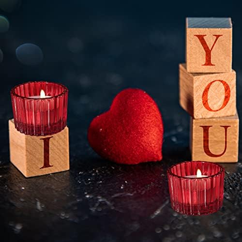 VOHO Ribbed Red Tealight Candle Holder for Christmas Valentine Decorations - Image 7