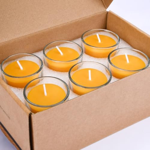 DEYBBY Yellow Beeswax Votive Candles in Glass Jar-6 Pack - Image 6