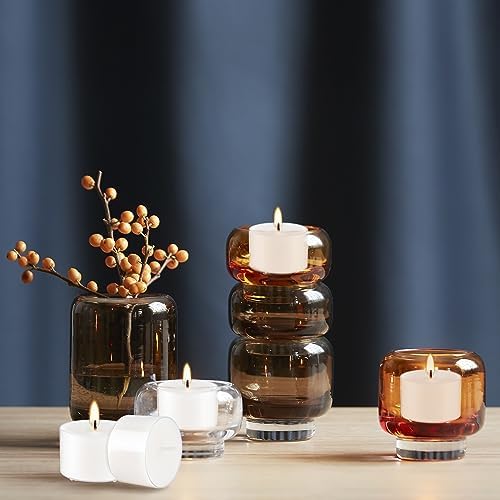Set of 50 White Scented Tealight Candles Bulk, Vanilla Fragrance Wax with Clear Container, for Restaurant Dinner Weddings Baby Showers, Long Burning, 8 Hours - Image 7