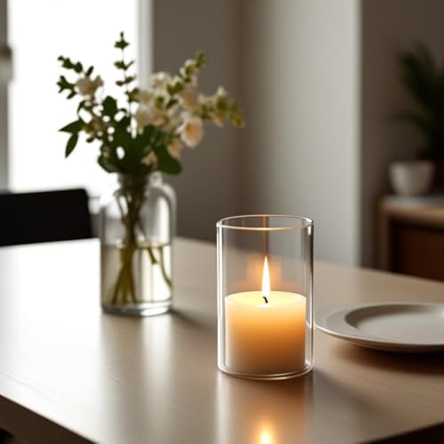 CYS EXCEL 6 PCS (H:6" D:4") Open Ended Clear Glass Hurricane Candleholder Tube Lamp Shade Open Flame Candlestick Holder Chimney Tube Cover Bottomless Cylinder - Image 7