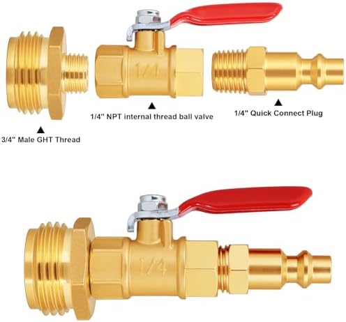 RV Garden Hose Blowout Adapter, Brass Ball Valve - Image 6