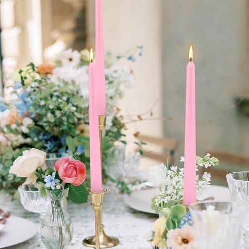 50-Pack Pink 10-Inch Taper Candles: Unscented Dripless Candlesticks with 8-Hour Burn Time - Elegant Dinner Candles for Valentine's Day, Romantic Dinners, Wedding Centerpieces, & Special Event Decor - Image 7