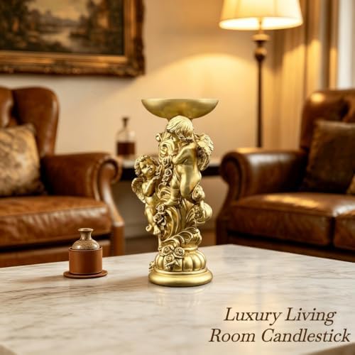 Angel Cherub Candlestick Resin European Rose Vintage Tabletop Ornament - Image 6