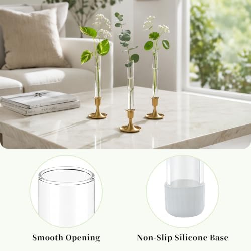 Glasseam 3Pcs Glass Bud vase for Candle Holder, 7.87" Single Flower Vases - Image 7