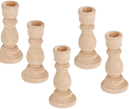 12 Unfinished Wood Candle Sticks – Natural Wooden DIY Holders - Image 6
