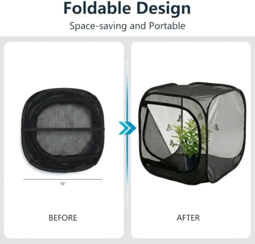Insect & Butterfly Habitat Cage, Portable Pop-Up Terrarium with Mesh Sides, Bug Catching & Observation Enclosure for Caterpillars, Small Insects, Outdoor & Classroom Use, 16 Inches Tall - Image 5