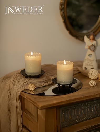 Iron Pillar Candle Holder: 4.6" Vintage Black Candle Tray and Plate - Image 6