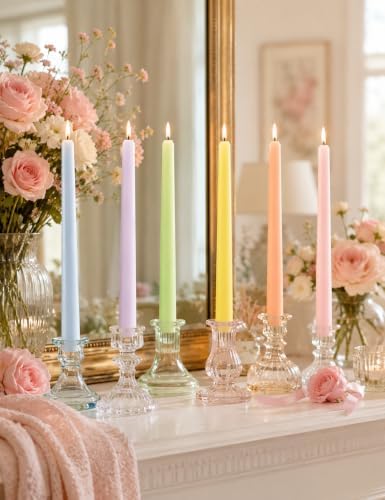 Pastel Unscented Taper Candles for Spring Easter Home Table Decor - Image 7