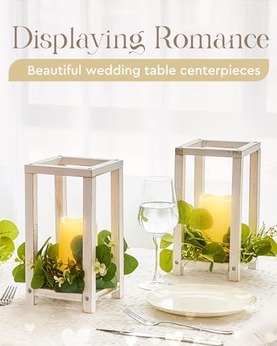 Huquary 8 Pcs Wooden Wedding Lantern Centerpiece for Table Decor, White - Image 6