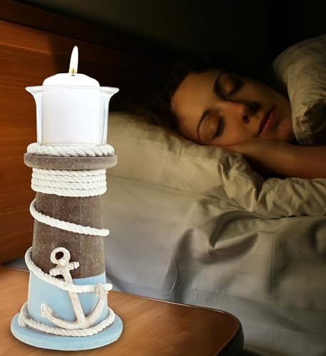 COTA Global Evian Wooden Coastal Decor Nautical Candle Holder - Tabletop Centerpiece, Ocean-Themed with Decorative Nautical Rope and Anchor Design - Handmade, Color May Vary - Image 6