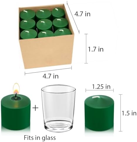 8 Hour Green Votive Candles for Weddings Party Spring and Emergency, Set of 9 Unscented Bulk Candles for Restaurants and Home Decoration - Image 7