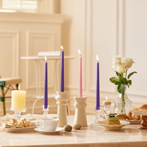 10-Inch Tall Dripless Advent Candles Set of 12, Tapered Candles, Perfect for Christmas - Smokeless, Unscented, Long Burning - Hand Poured, Colored Tall Candlesticks - Pink and Purple - Image 5