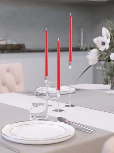 CANDWAX 12 inch Red Taper Candles Set of 12 - Dripless and Long Burning Candlesticks - Perfect as Red Candlesticks for Dinner or Holiday Home Decor - Taper Candle Sticks - Image 6