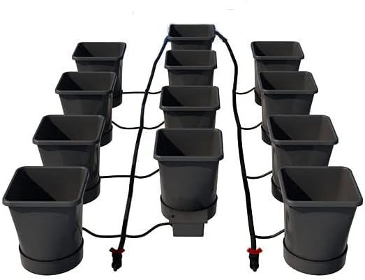 AutoPot 12 Pot XL System with 6.6 Gallon Plastic Pots and No Tank - Self-Watering, Gravity-Fed Hydroponic System (12PotXL - 6.6 Gallon - No Tank) Indoor, Black