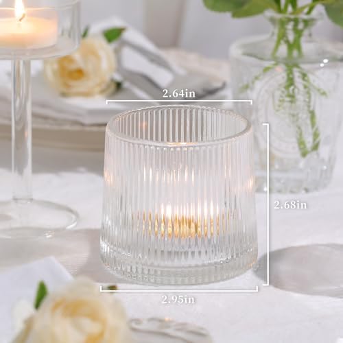 DARJEN Clear Ribbed Tealight Votive Candle Holders Set of 10 - Image 6