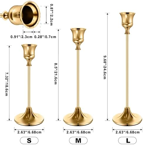 Candle Holder Gold Candlestick Holder Metal Taper Candle Holder Brass Gold Vintage Candle Stick Holders Set of 6 Table Centerpiece Decor for Dinning Party Wedding - Image 6