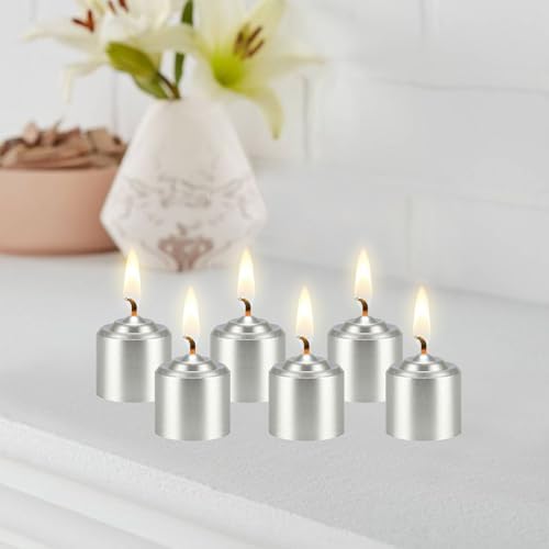 Mega Candles 12 pcs Unscented Silver Votive Candles, Hand Poured Wax Candle 10 Hours 1.38 Inch x 1.5 Inch, Home Décor, Wedding Receptions, Centerpieces, Occasions, Events, Festivities, Meditations - Image 5