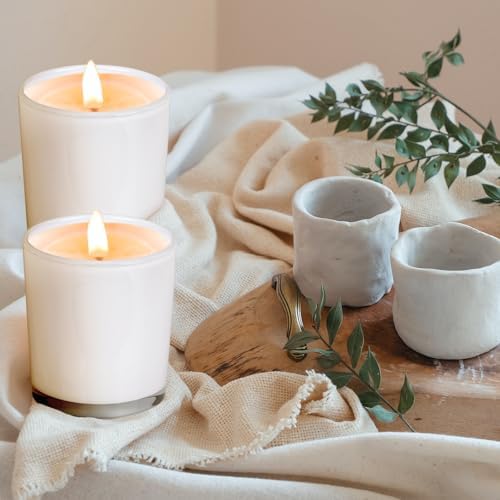 SHOWIN 10 OZ Thick Candle Jars for Making Candles 15 Pcs, Empty Jars with Wood Lids for Candle Making, Sample Container, Inner White - Image 6