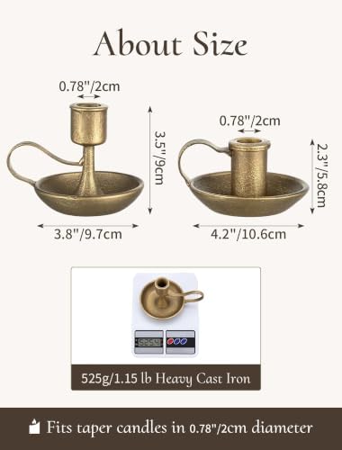 Vintage Brass Candlestick Holders: Cast Iron Taper Candle Holders - Image 6