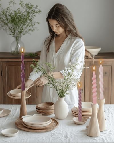 Orange Spiral Taper Candles Short Candle Sticks Unscented Smokeless Twisted Candlesticks for Christmas Table Decor Holiday Dinner Party-7.5inch-4pack - Image 7