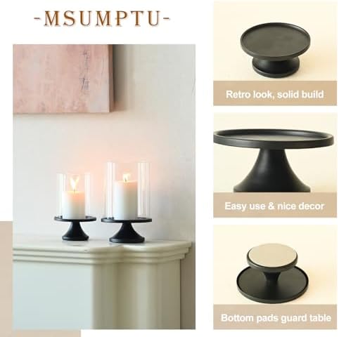 Set of 2 Vintage Black Candle Holders, Candle Sticks Holder Decor, Modern Decorative Tapered Candlestick Holders Centerpiece for Dining Table Centerpiece, Wedding, Party Decor - Image 6