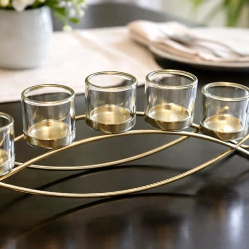 Seraphic Centerpieces for Tables, Dining Room Candle Holder Decor, Gold - Image 6