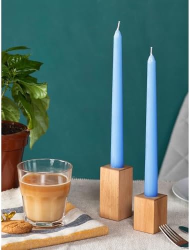 CANDWAX Light Blue 10 inch Taper Candles Set of 12 - Unscented Smokeless Dripless Tall Candlesticks - Perfect for Special Occasions, Ordinary Dinners and as Easter Candles - Light Blue Candle Sticks - Image 6
