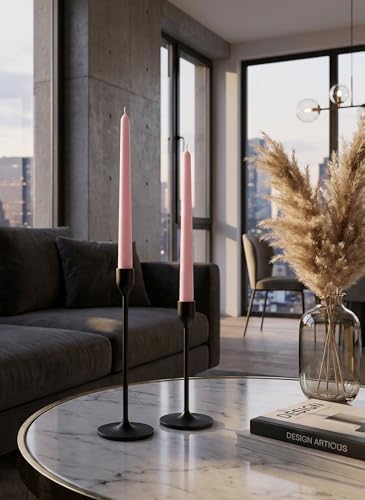 12PK 10" Classic Taper Candles, Pale Pink, 7-8 Hours Long Burning, Unscented Tall Candlesticks - Image 7