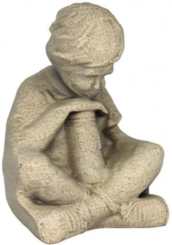 Emsco Group 2225W Boy Statue – Natural Stone Appearance – Made of Resin – Lightweight – 16” Height Garden, WHITE