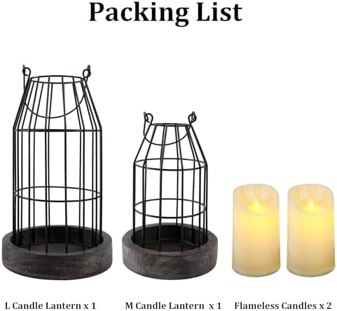 Farmhouse Lantern Decor Rustic Home Decor Lantern with Flameless Candles - Image 7