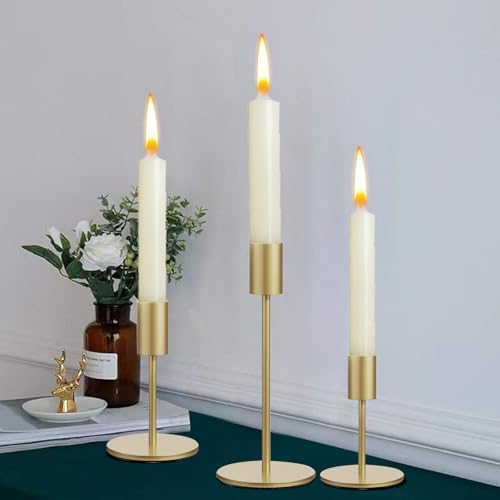 Taper Candle Holder Set of 6, Brass Gold Tall Candlestick Holders - Image 6