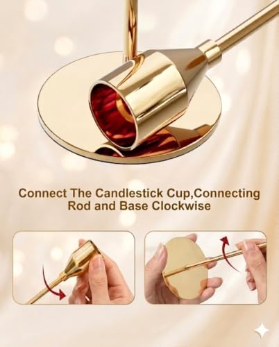 NLBTW Gold Taper Candle Holders, Set of 3 Metal Candlestick Holders for Candle Sticks Holder Decor, Ideal for Mantle Table Centerpiece, Weddings, Dining, Housewarming Gift & Anniversaries - Image 6