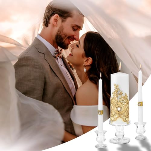 Unity Candle Holder - Glass Candle Holders for Pillar Candles Taper Candles, Glass Candlestick Holders Set of 3, Decorative Clear Glass Candlestick Holder for Wedding Table Dinning Church Centerpiece - Image 6