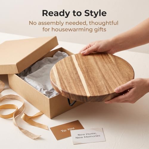 WILDMOS Decorative Round Wood Riser for Display,Pedestal Tray for Home or Kitchen and Bathroom Countertop Organizer,Farmhouse Kitchen Counter Decor Tray. (10-inch) - Image 7