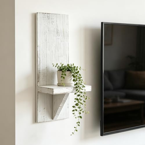 2 Pcs Distressed White Farmhouse Wall Candle Sconces, Rustic Vintage Wooden Wall Mount Candle Holders, Rustic Wall Decor Shelves for Living Room Bedroom Bathroom - Image 7