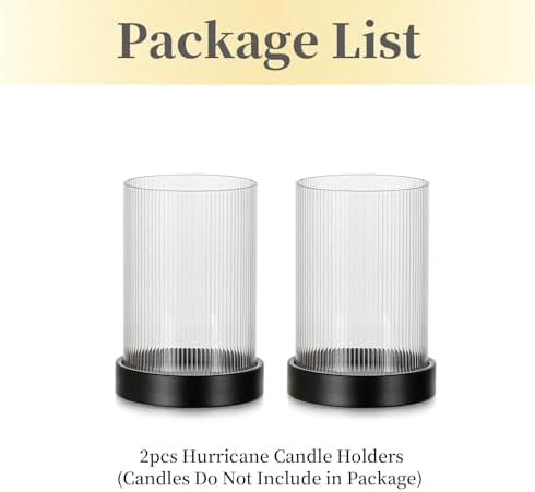 Hewory Hurricane Glass Candle Holders, Pillar Black Candle Holders Set of 2 - Image 7