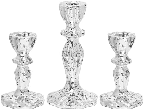 Glass Candlestick Holders Set of 3, Silver Mercury Candle Holder Taper Candle Holders for for Candlesticks, Table Centerpiece, Home Decor,Wedding, Birthday, Party, Christmas - Image 6