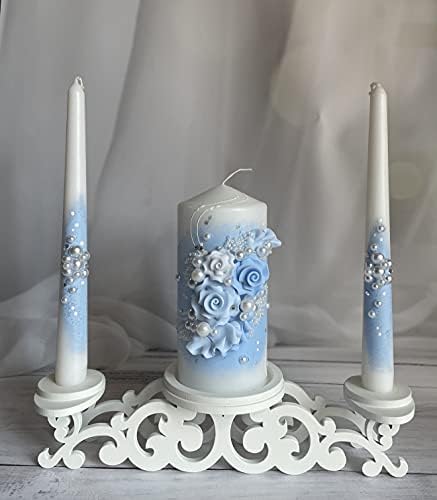 Wooden Unity Candle Holder – Solid One-Piece Triple Candle Stand – Handcrafted from Natural Wood – Painted in Safe Premium White Finish – Fits 2 Taper (0.80”) & 1 Pillar Candle (3”) - Image 7