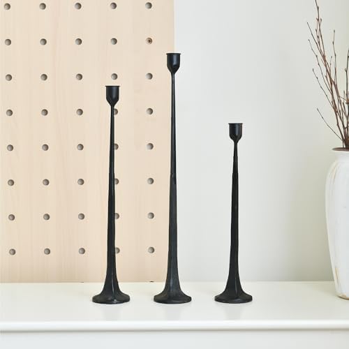 Set of 3 Candle Stick Holders,Iron Black Candlestick Holders, Fits 3/4 inch Thick Candles, Tapered Candle Holders Tall Set for Dining Table, Wedding, Home Decoration - Image 6