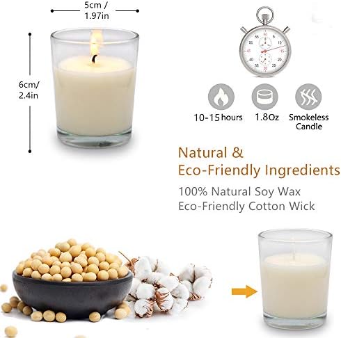 12 Packs White Votive Candles with Clear Glass Holder - Image 7